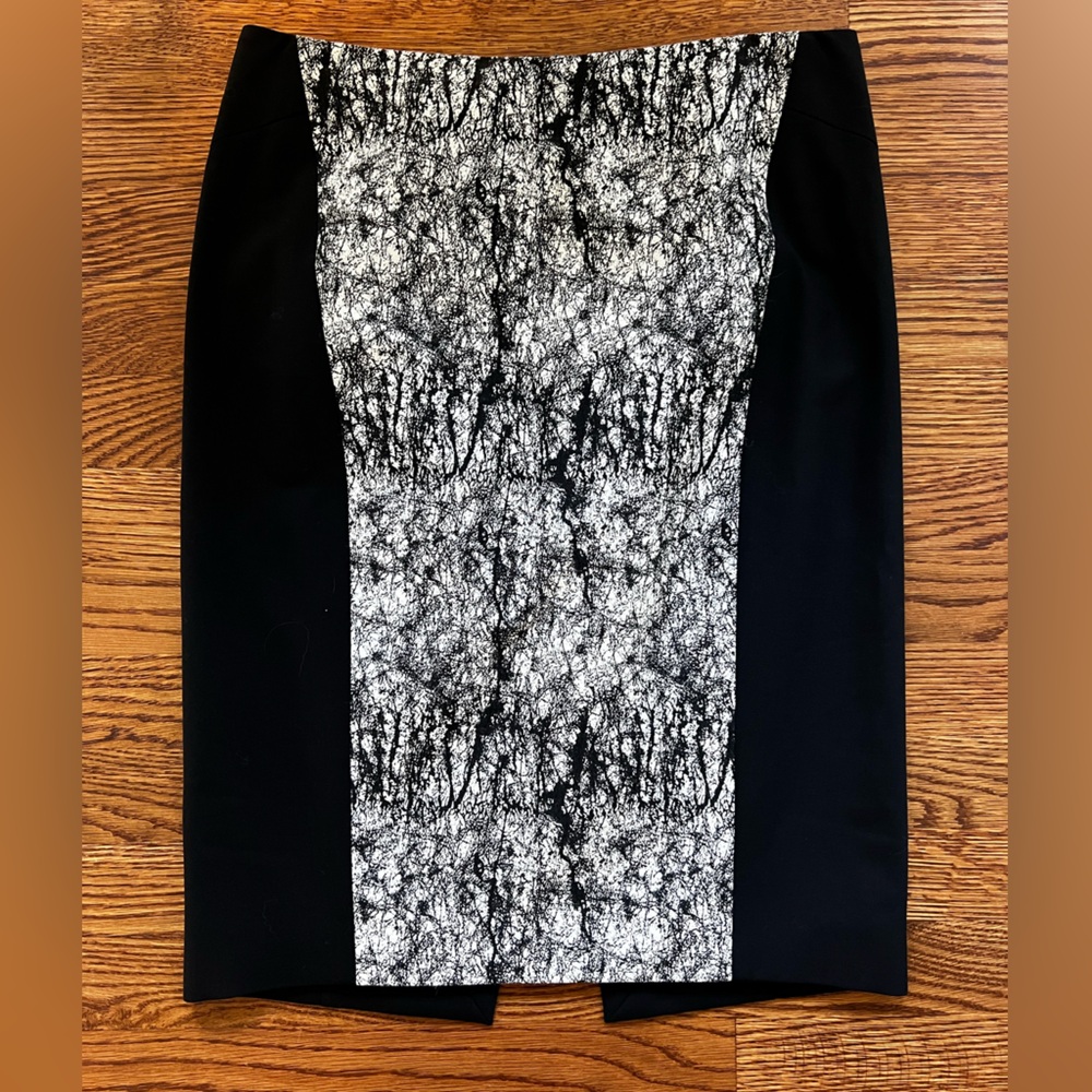 RACHEL ROY Pencil‎ Skirt Colorblock Career Librarian Academia Black White Small